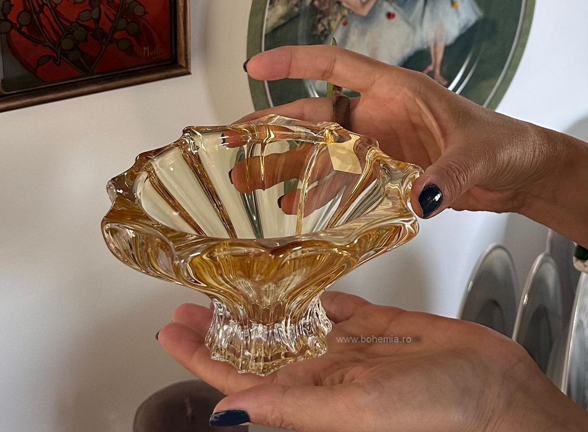 Bohemia Crystalin Plantica AMBER Bowl