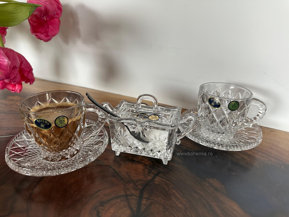 2 CESCUTE CAFEA/ZAHARNITA/LINGURITA-CRISTAL BOHEMIA MADISON BOEM