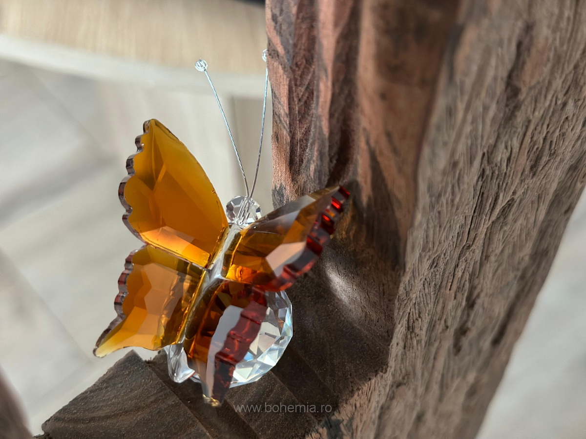 FIGURINA FLUTURAS AMBER PE BILA CRISTAL BOHEMIA