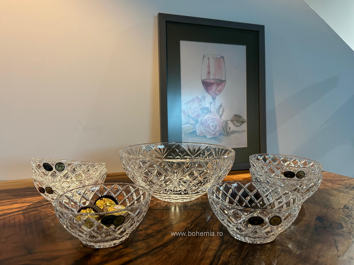 SET 7 BOLURI DIN CRISTAL DE BOHEMIA- SHEFFIELD