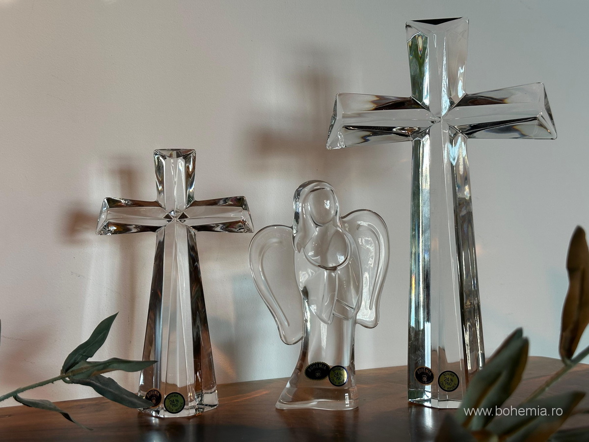 TRIOUL BINECUVANTARII- SET INGER SI 2 CRUCI CRISTAL BOHEMIA
