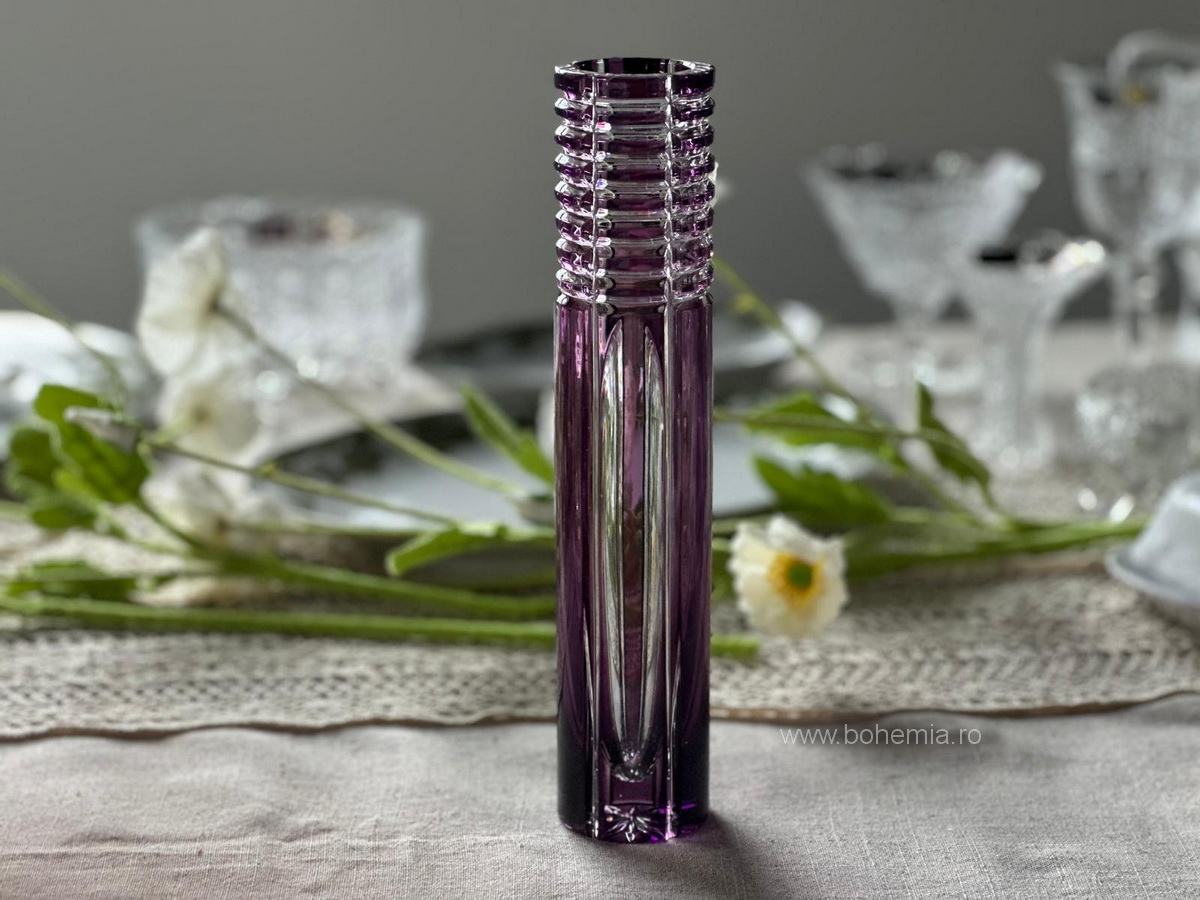 VAZA MOV 25.5 CM CRISTAL DE BOHEMIA -NORA