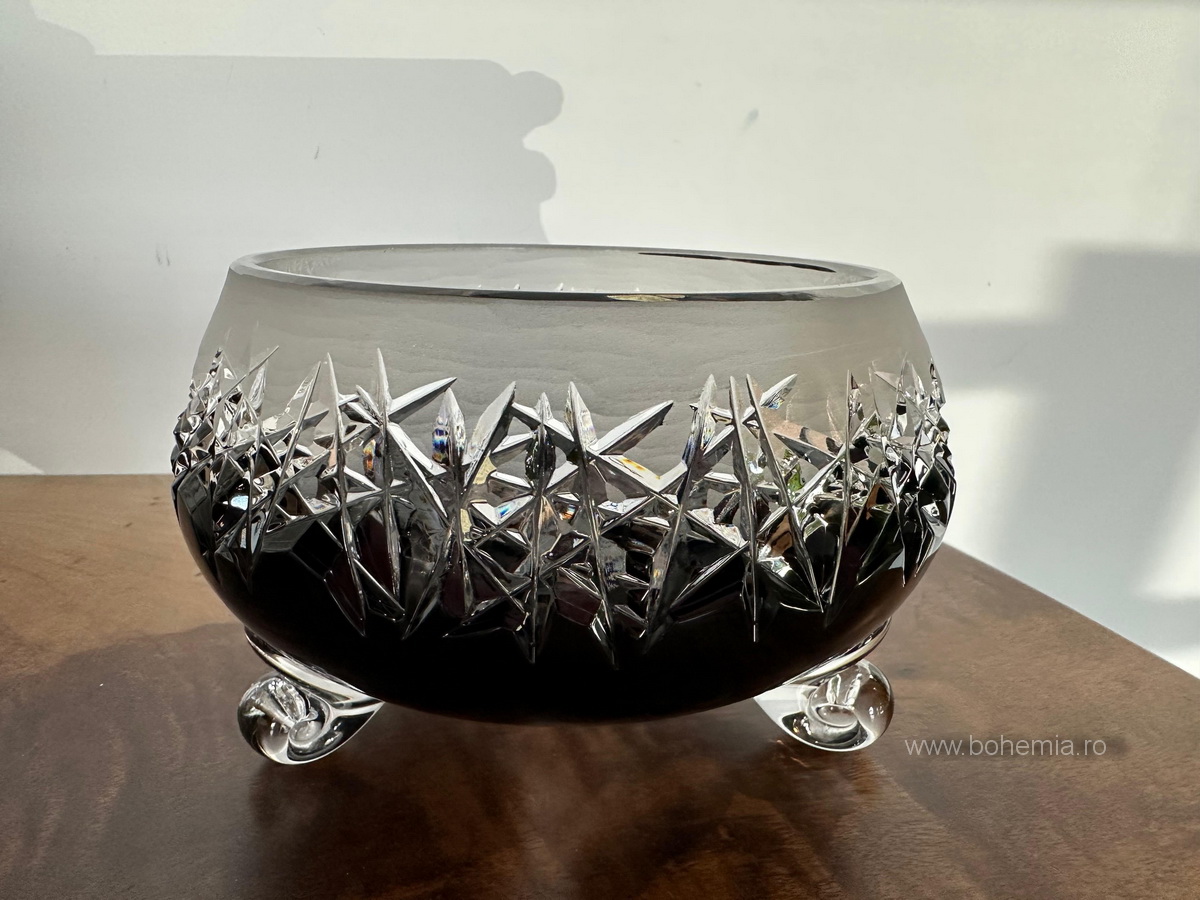 BOL 15.5 CM CRISTAL DE BOHEMIA -HOARFROST NEGRU