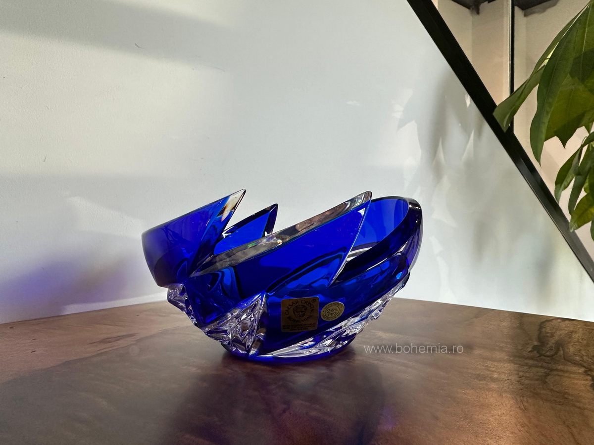 BOL 14 CM CRISTAL DE BOHEMIA - NEPTUN ALBASTRU