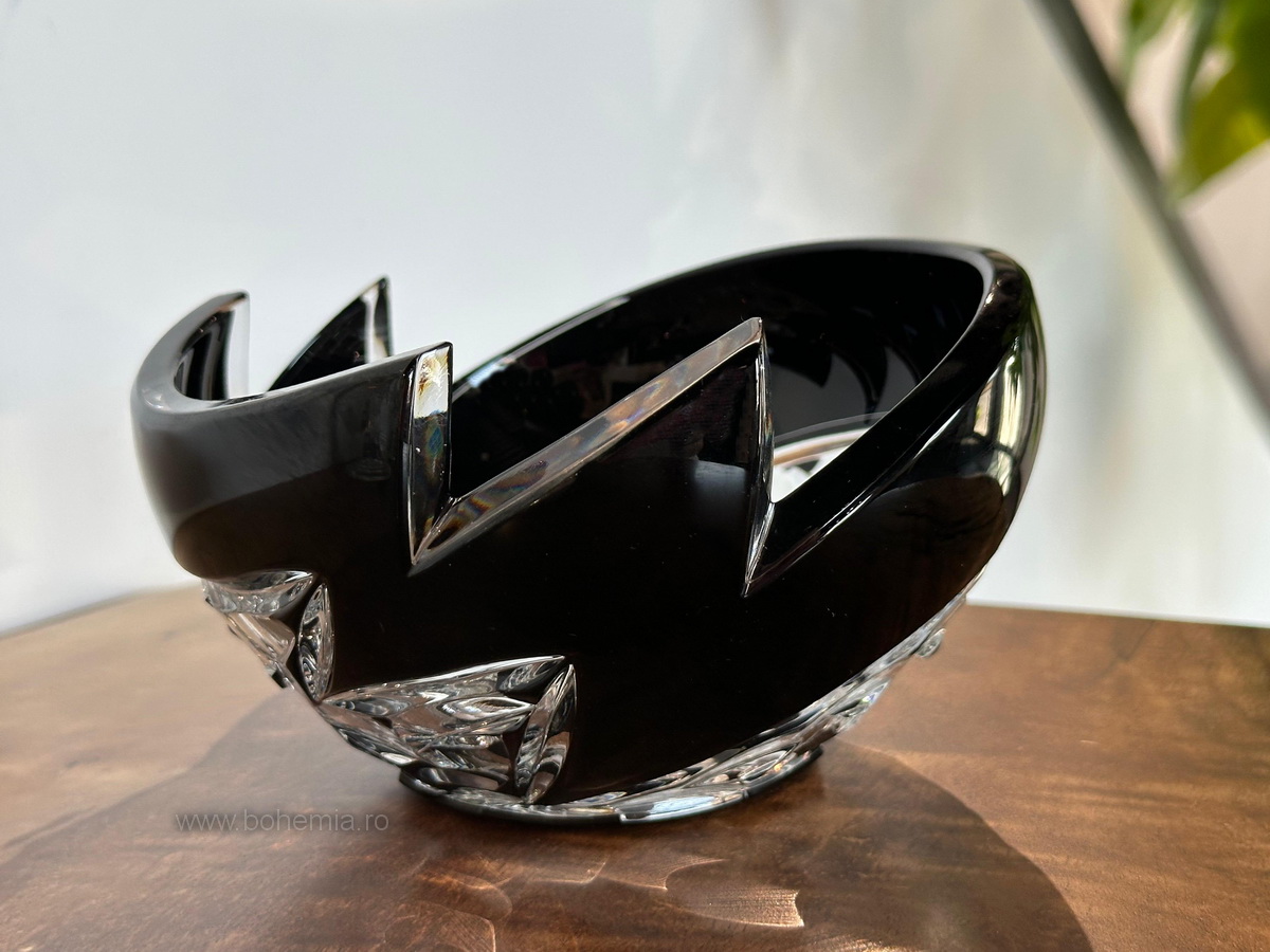 BOL 14 CM CRISTAL DE BOHEMIA - NEPTUN NEGRU