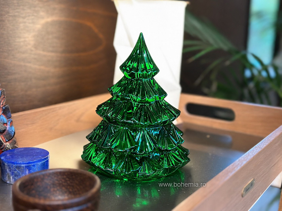 CASETA 16.5 CM DIN CRISTAL DE BOHEMIA - BRAD VERDE