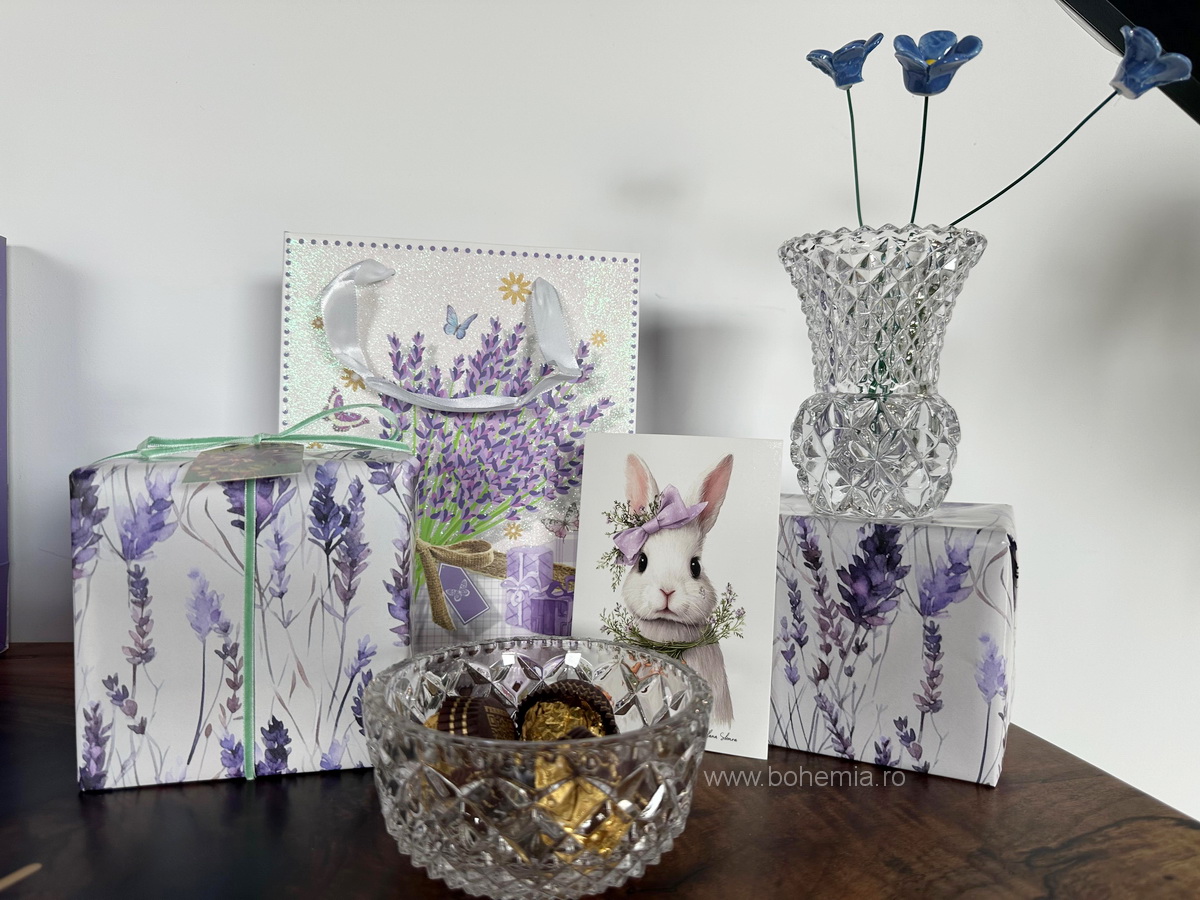 CADOU PENTRU FLORII/ PASTE- VAZA SI BOL MADISON CRISTAL BOHEMIA