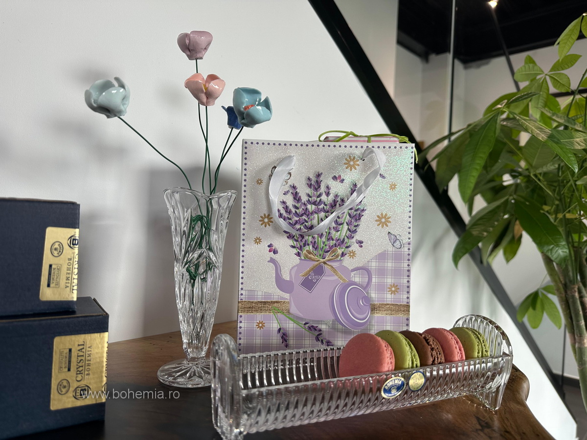 CADOU PENTRU FLORII SI PASTE CRISTAL BOHEMIA- VAZA SI BOL ANNA