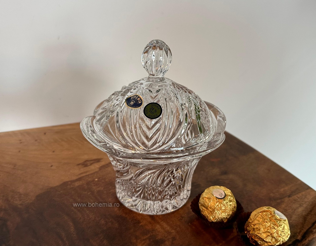 CASETA 15.5 CM DIN CRISTAL DE BOHEMIA  - PERLA