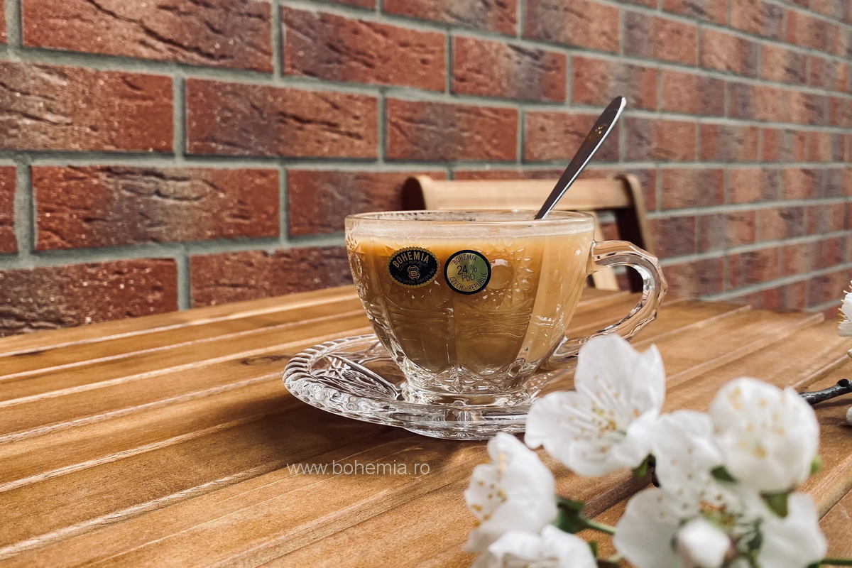 SET 6 CESTI CAFEA CU FARFURIE DIN CRISTAL BOHEMIA- COLECTIA THEA
