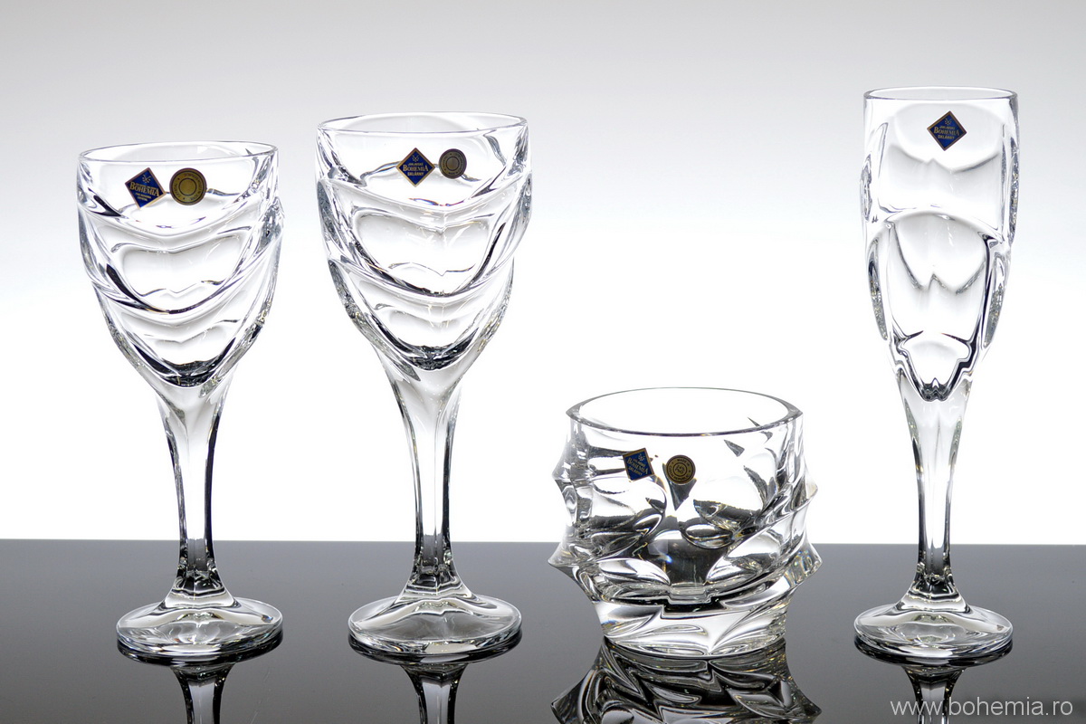 Colectia CALYPSO -Set 24 pahare diferite cristal de Bohemia