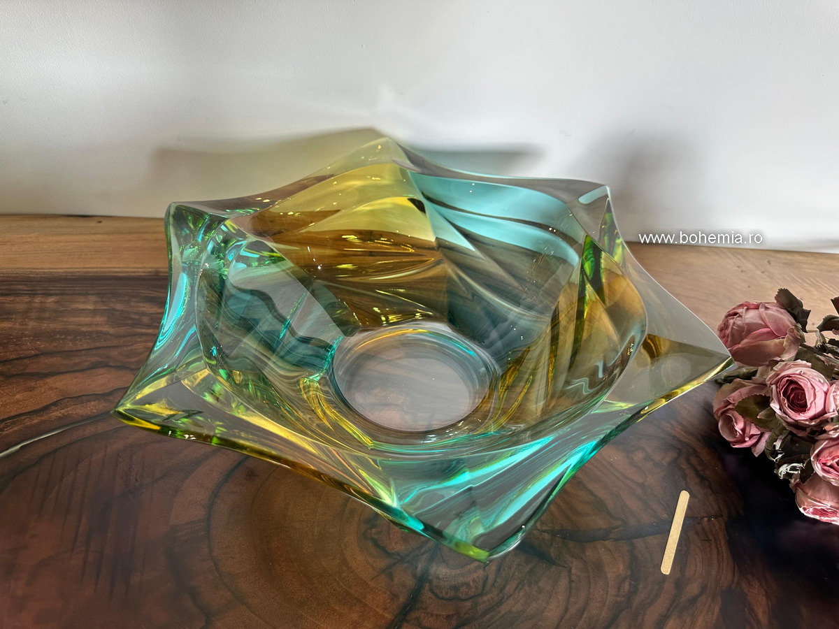 FRUCTIERA 33 cm BOHEMIA CRISTALIN- FLAMENCO LEMON