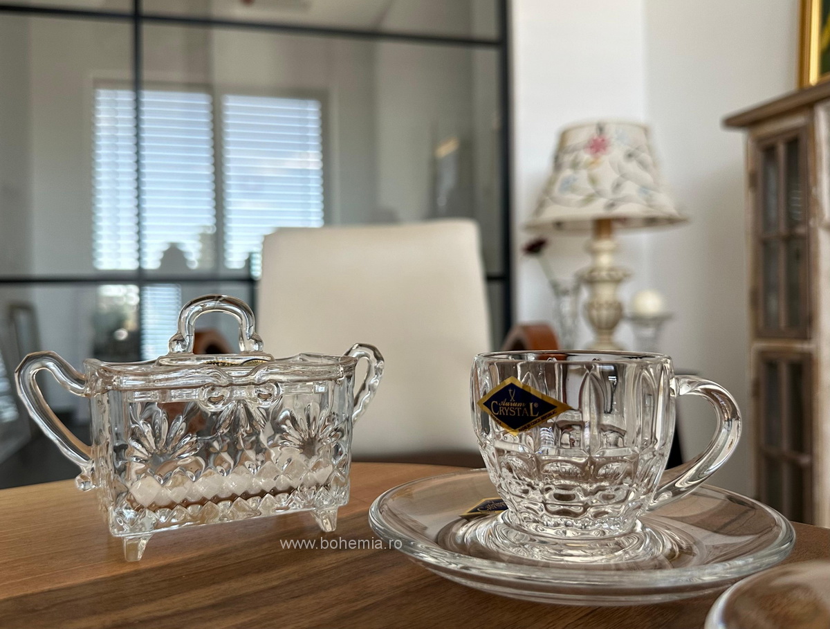 SET 2 CESTI ESPRESSO CU FARFURIUTE SI ZAHARNITA BOHEMIA-DIPLOMAT