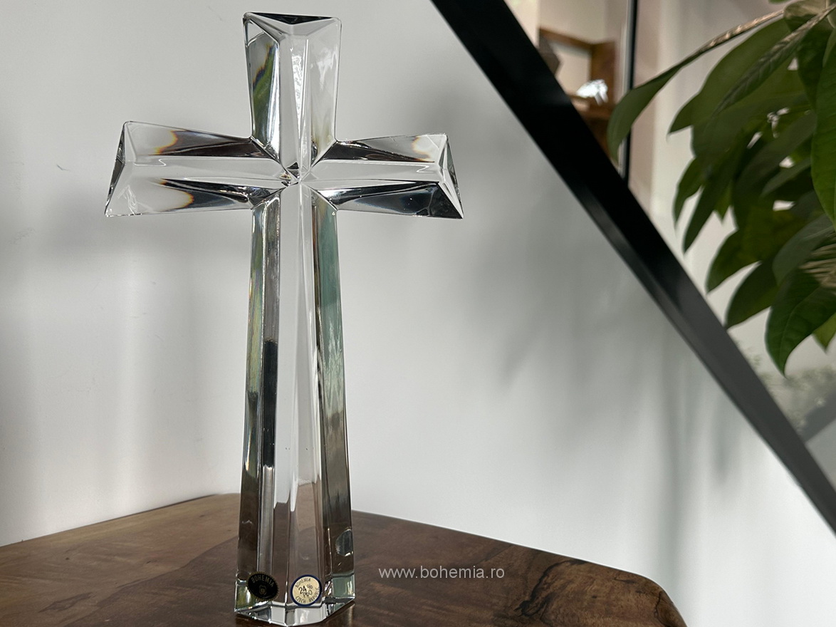 CRUCE MARE FATETATA 28 CM DIN CRISTAL DE BOHEMIA