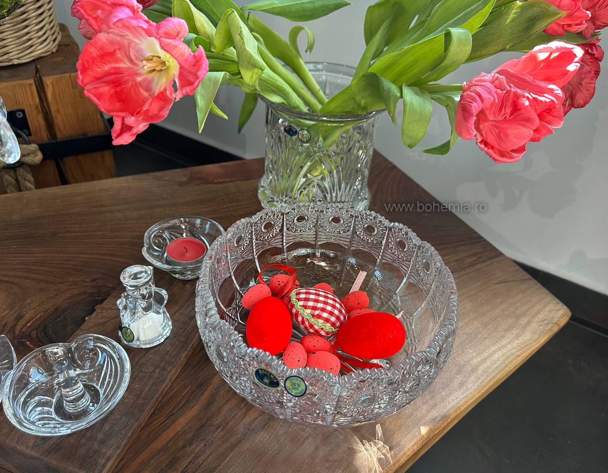 BOL 20.5 cm CU 3 PICIORUSE CRISTAL DE BOHEMIA -COLECTIA THEA