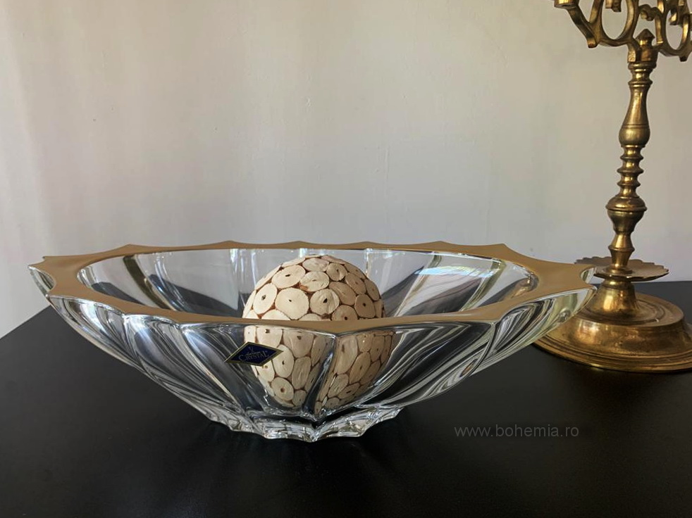 BOL ALUNGIT 36.5 CM BOHEMIA CRISTALIN - PLANTICA GOLD