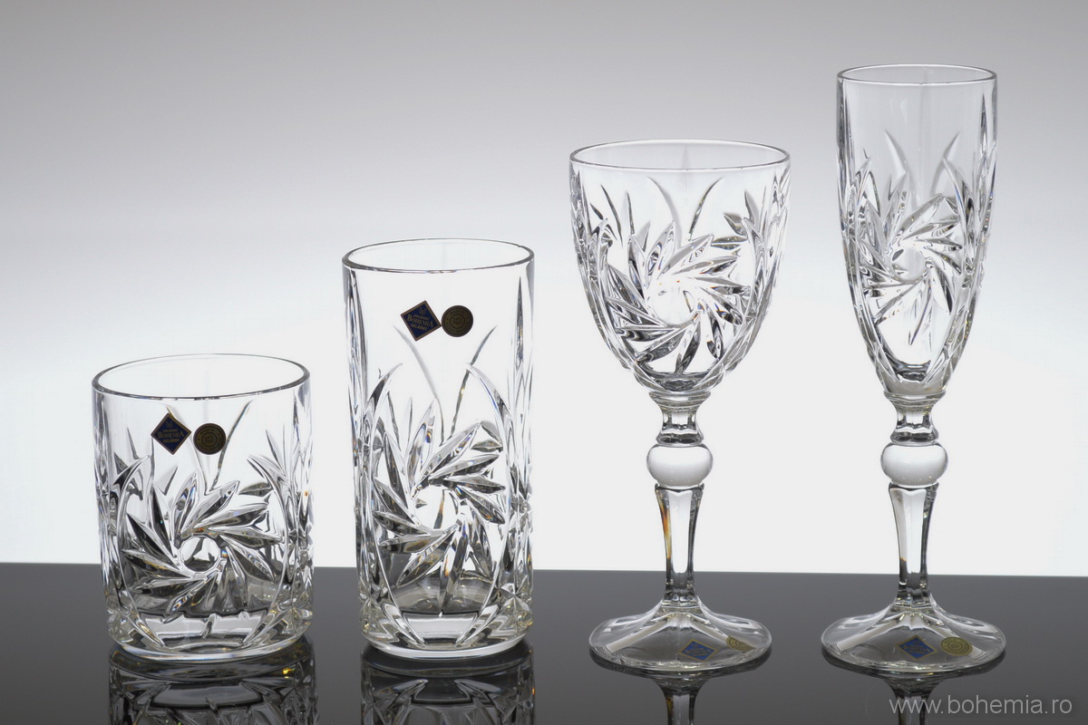 Colectia INGRID -Set 24 pahare diferite cristal de Bohemia