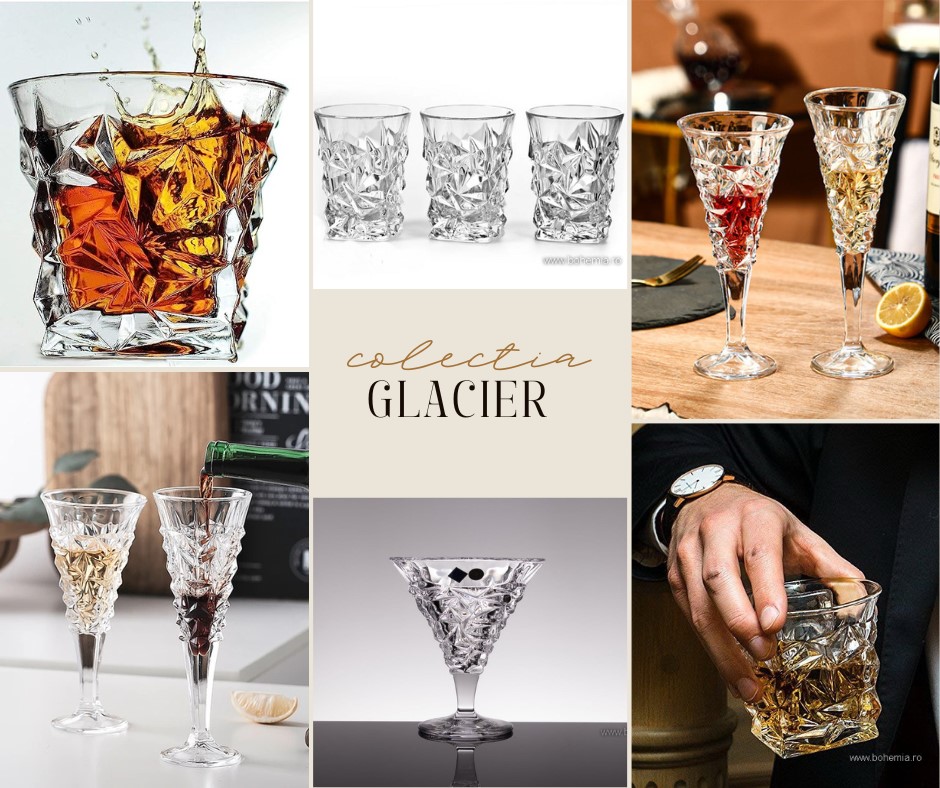 Colectia GLACIER- Set 30 pahare diferite cristal de Bohemia