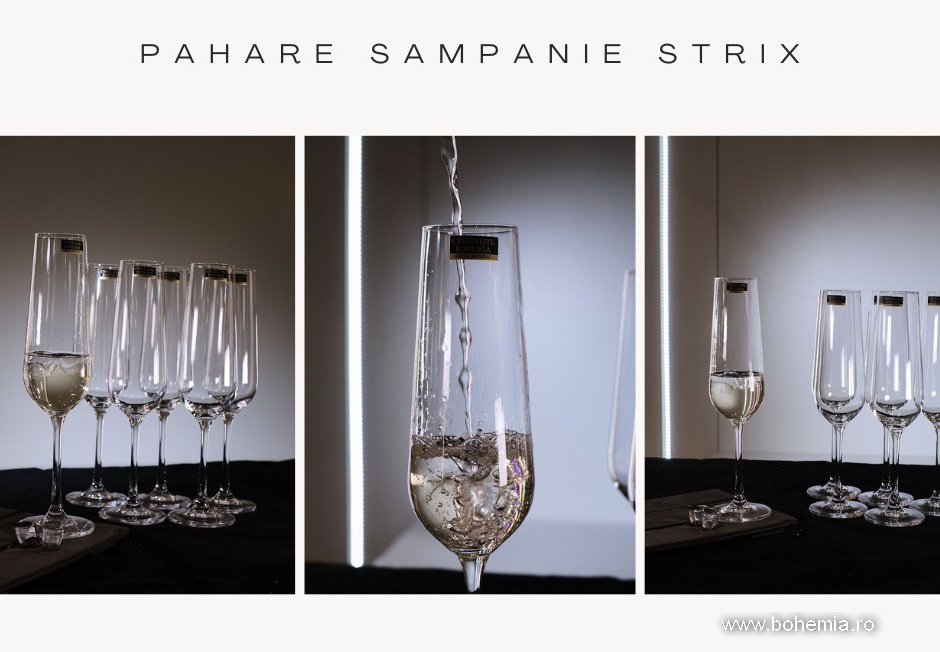 PAHARE DE SAMPANIE BOHEMIA CRISTALIN - COLECTIA STRIX