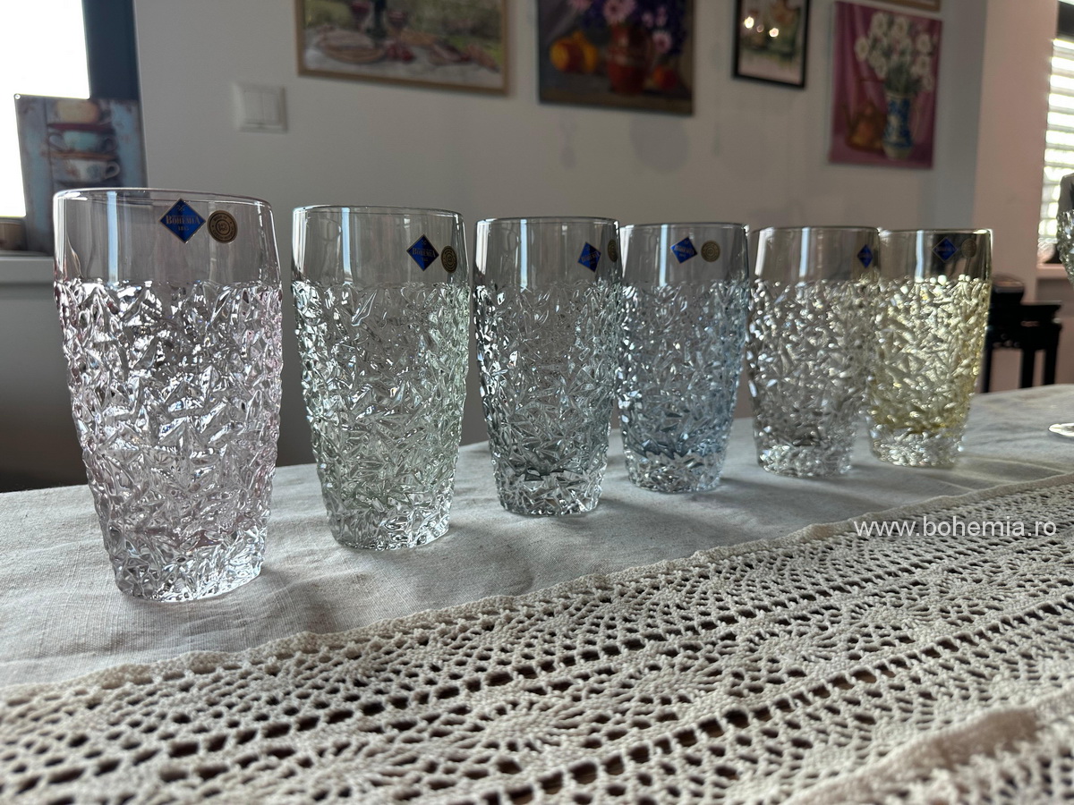 PAHARE LONGDRINK 480 ML CRISTAL BOHEMIA -NICOLETTE COLOR MIX