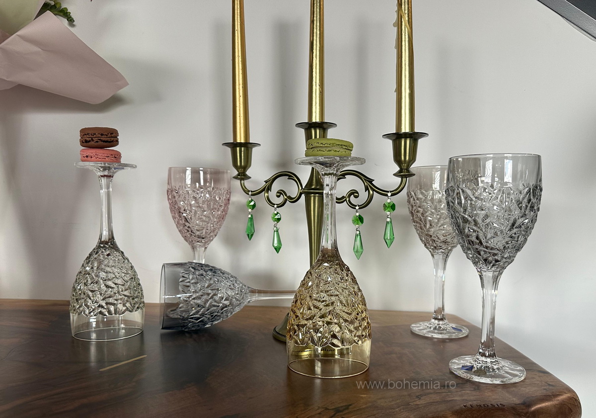 PAHARE VIN ALB/ROSE 270 ML CRISTAL BOHEMIA -NICOLETTE COLOR MIX