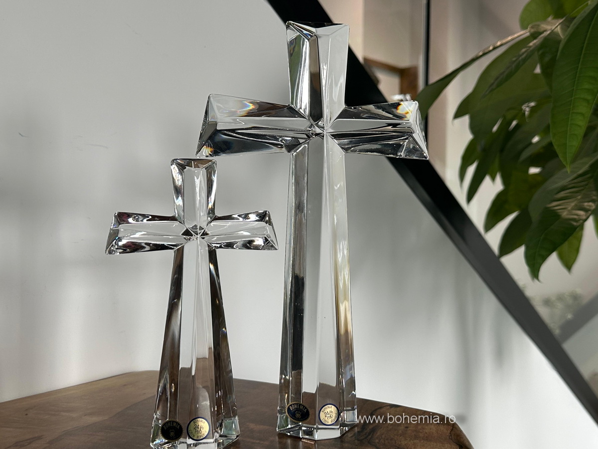 SET 2 CRUCI FATETATE CRISTAL BOHEMIA- RUGACIUNE IN DOI