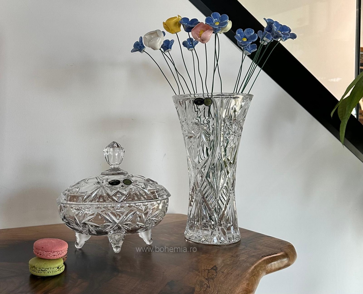 Bohemia Crystal set vase and box INGRID