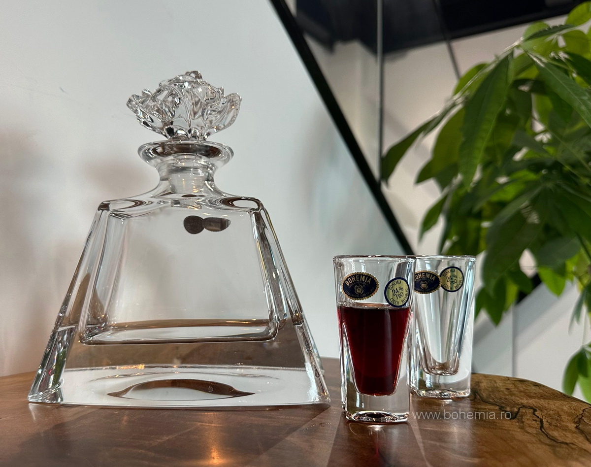 SET PAHARE TARIE SI STICLA CRISTAL DE BOHEMIA -KATHREEN ROSE
