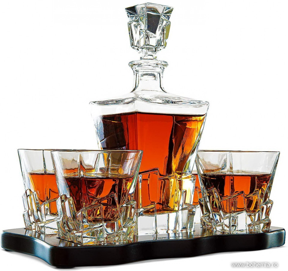 SET 6 PAHARE DE WHISKY SI STICLA DIN CRISTAL DE BOHEMIA - HAVANA