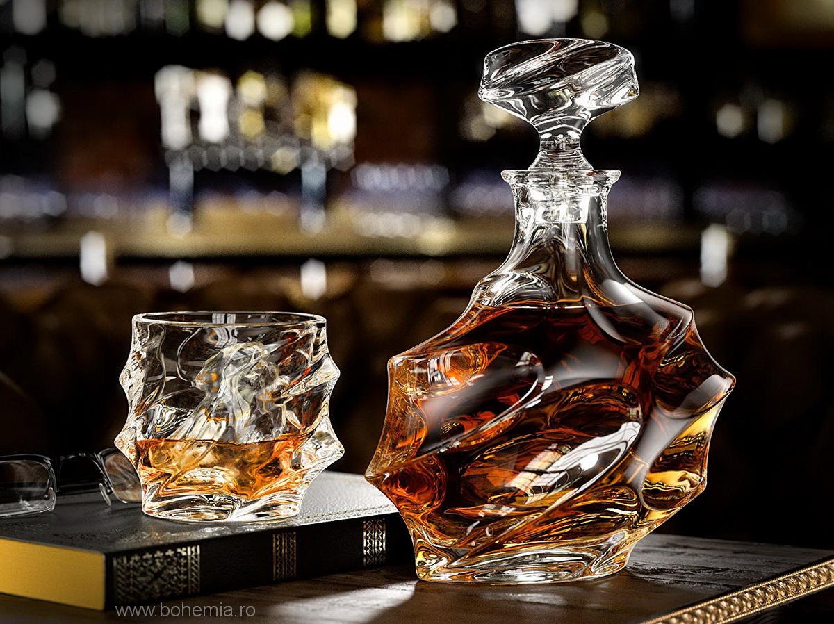 SET PAHARE DE WHISKY SI STICLA DIN CRISTAL DE BOHEMIA - CALYPSO